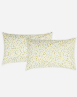 200 Thread Count Cotton Mini Leaves Pillowcase Pair*Jasper Conran Sale