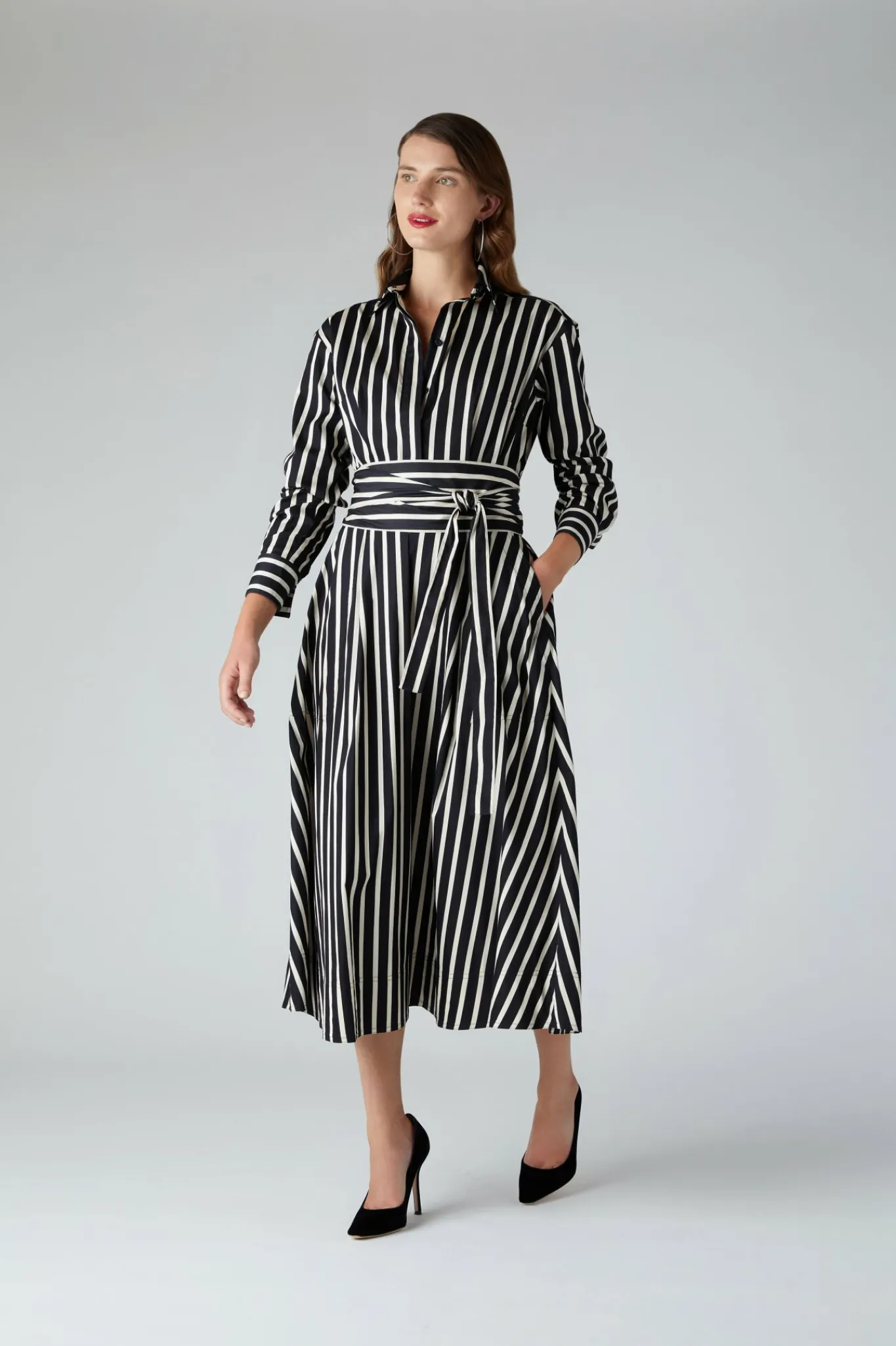 Blythe Stripe Full Skirt Shirt Dress*Jasper Conran Sale